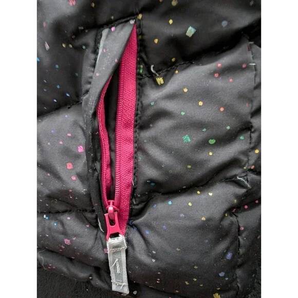 Eddie Bauer Kids Toddler Girls Classic Down Jacket Black Pink Sparkly Rainbow 4T - Picture 4 of 12
